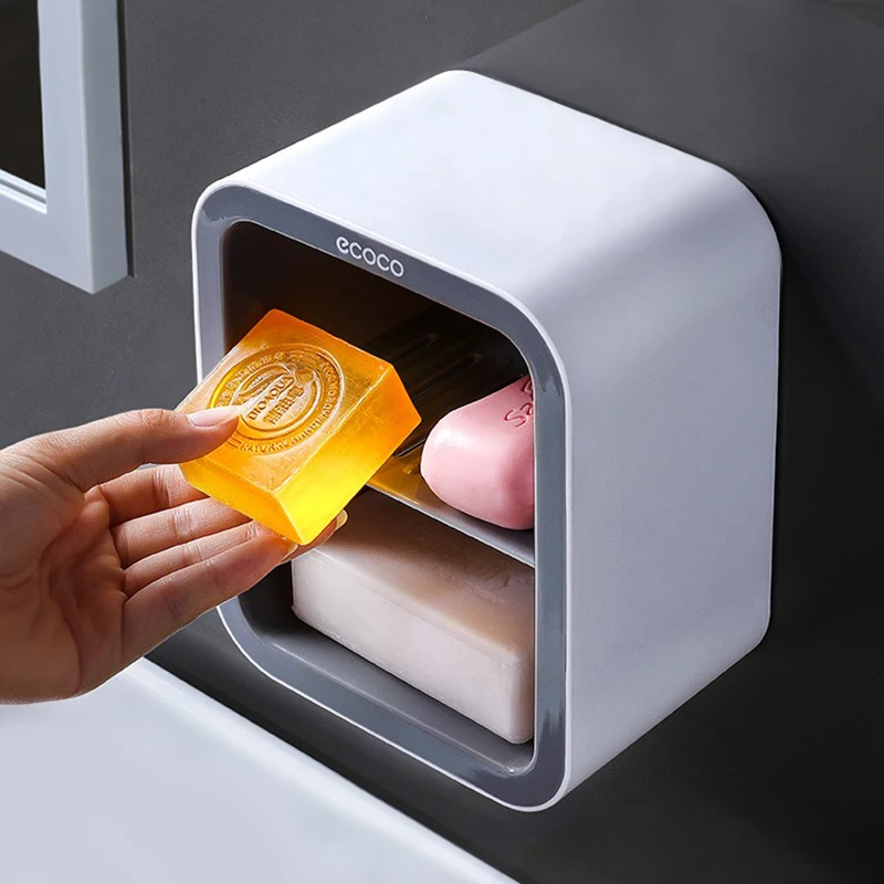 ecoco portable soap dishes for a bathroom wall mounted soap holder organizer plastic double storage rack bathroom accessories free global shipping