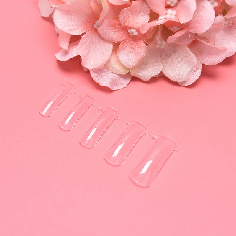 New 100 Pcs Clear Full Cover Nail Forms Acrylic False Fake Nails Quick Building Mold Tips Finger Extension | Красота и здоровье
