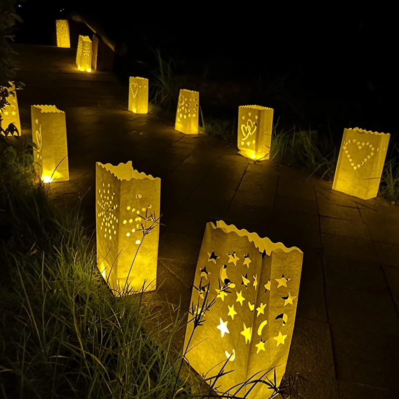 50 шт./лот Солнечный держатель для чайной свечи Luminaria бумажный Свеча-фонарь сумка для рождественской вечеринки наружное свадебное оформление новинка