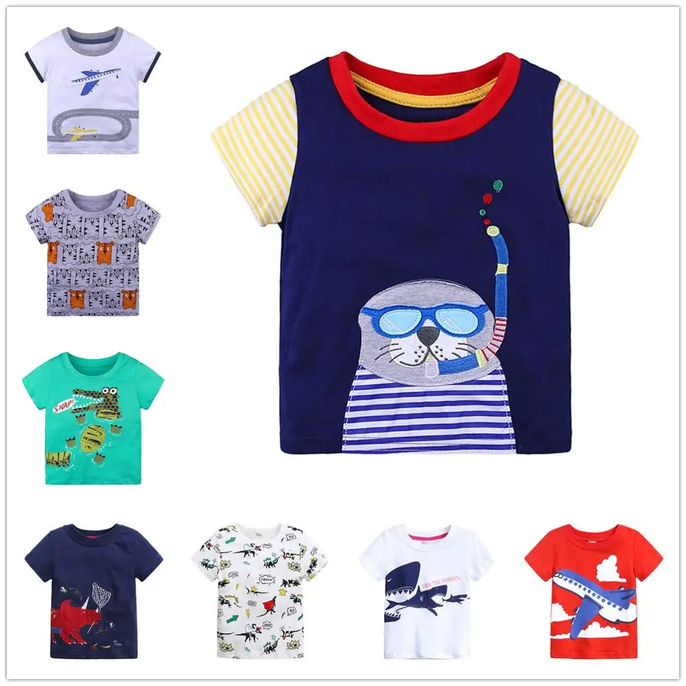 Футболки для маленьких мальчиков с печатью топы детские футболки Модная