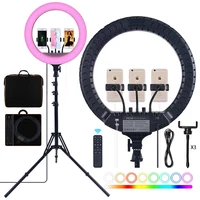 fosoto 18 inch led rgb ring light photographic lighting 2700 6500k ring lamp with tripod and usb port ringlight for phone makeup