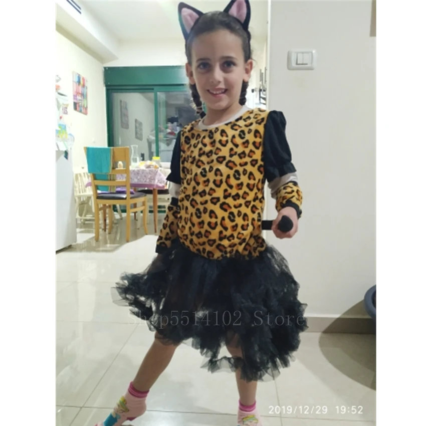 Милое леопардовое платье с рисунком животных для маленьких девочек Костюм на