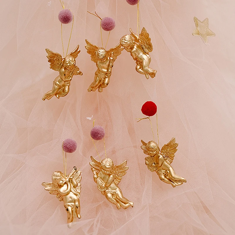 

6pcs Gold Silver Angel Pendant Christmas Party Decoration Tree Decorations For Home Hanging Ornaments New Year Gifts For Kids