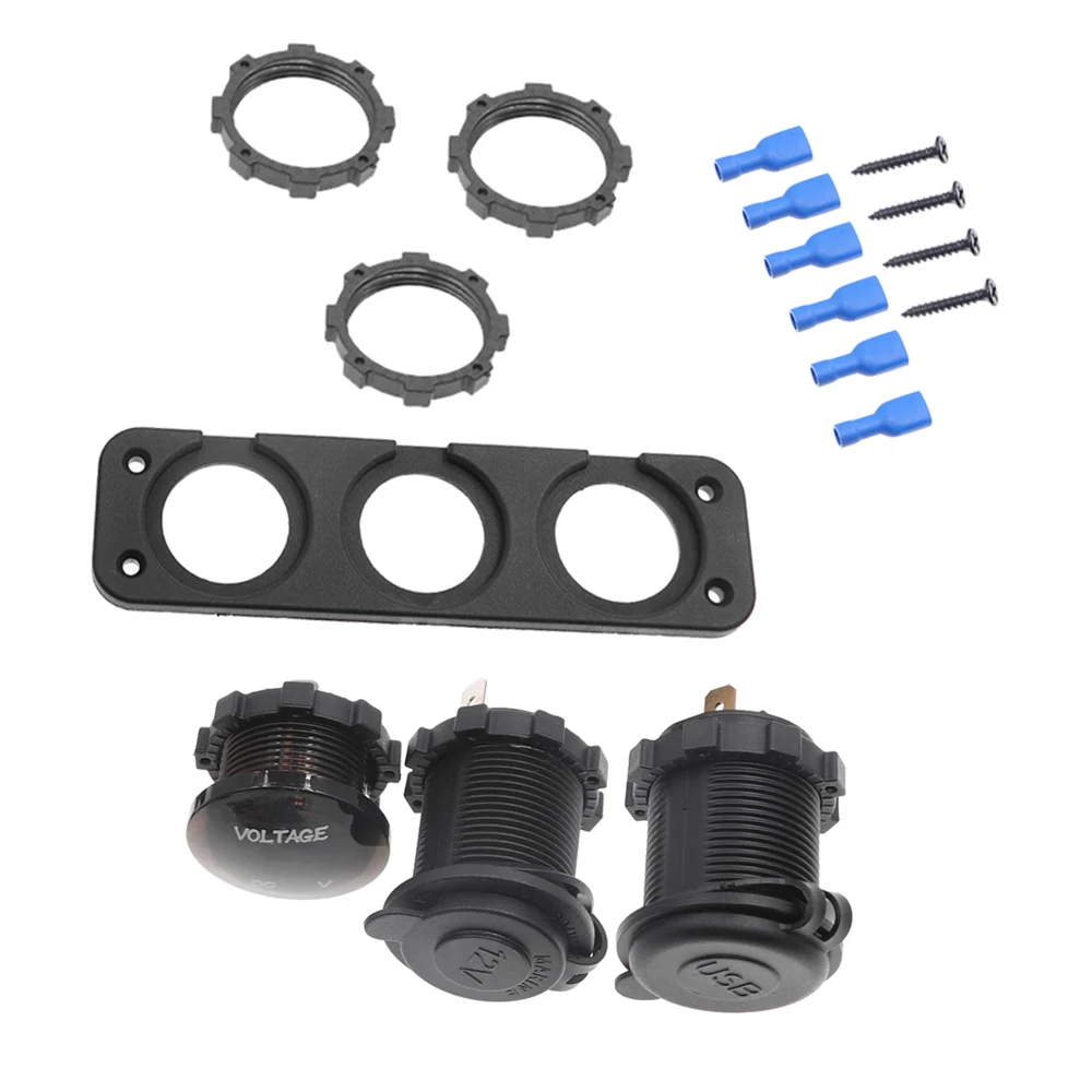 3 отверстия Цифровой вольтметр двойной USB порт 12 В розетка комбинация