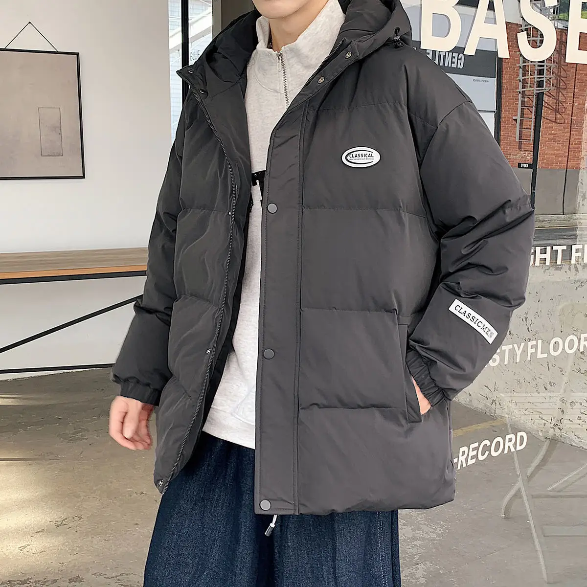 Winter New Down Cotton-Padded Coats Thickened Men's Solid Color Hooded Warm Jackets Casual Outwear Top Parkas For Youth Clothing