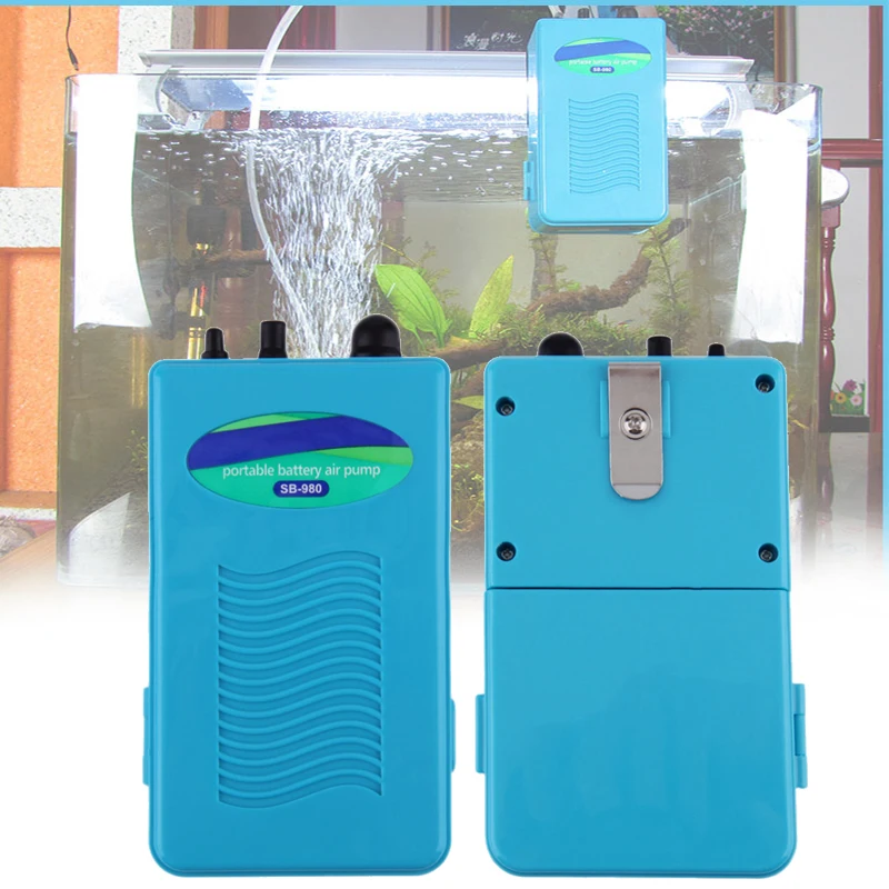 Аквариумный воздушный насос бесшумный кислородный с аккумулятором