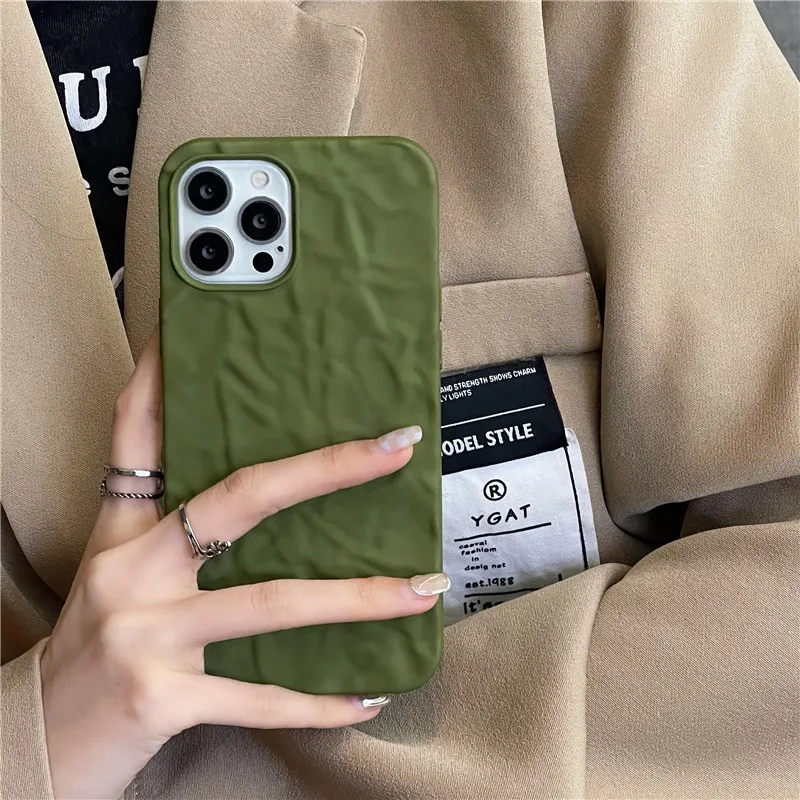 Модный складчатый текстурный чехол для телефона iPhone 13 12 11 Pro Max Mini XS XR 8 7 Plus 3D