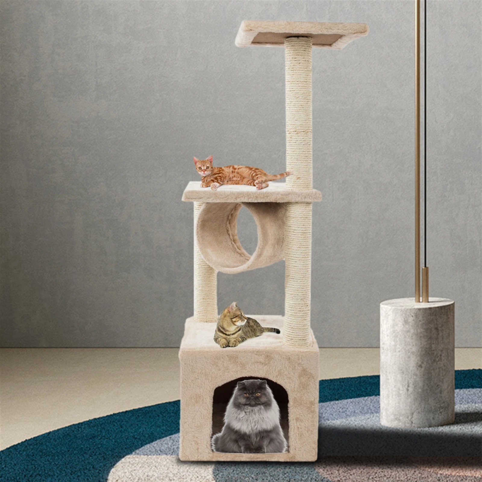 

Cat Supplies Tree Cat Scraper House Pet Product 36" Solid Cute Sisal Rope Plush Cat Climb Tree Cat Tower Beige