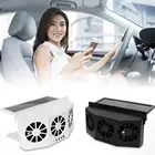 Автомобильный вентилятор, мини-вентилятор на солнечной батарее, с тремя вытяжными вентиляторами, с высокой мощностью, белый