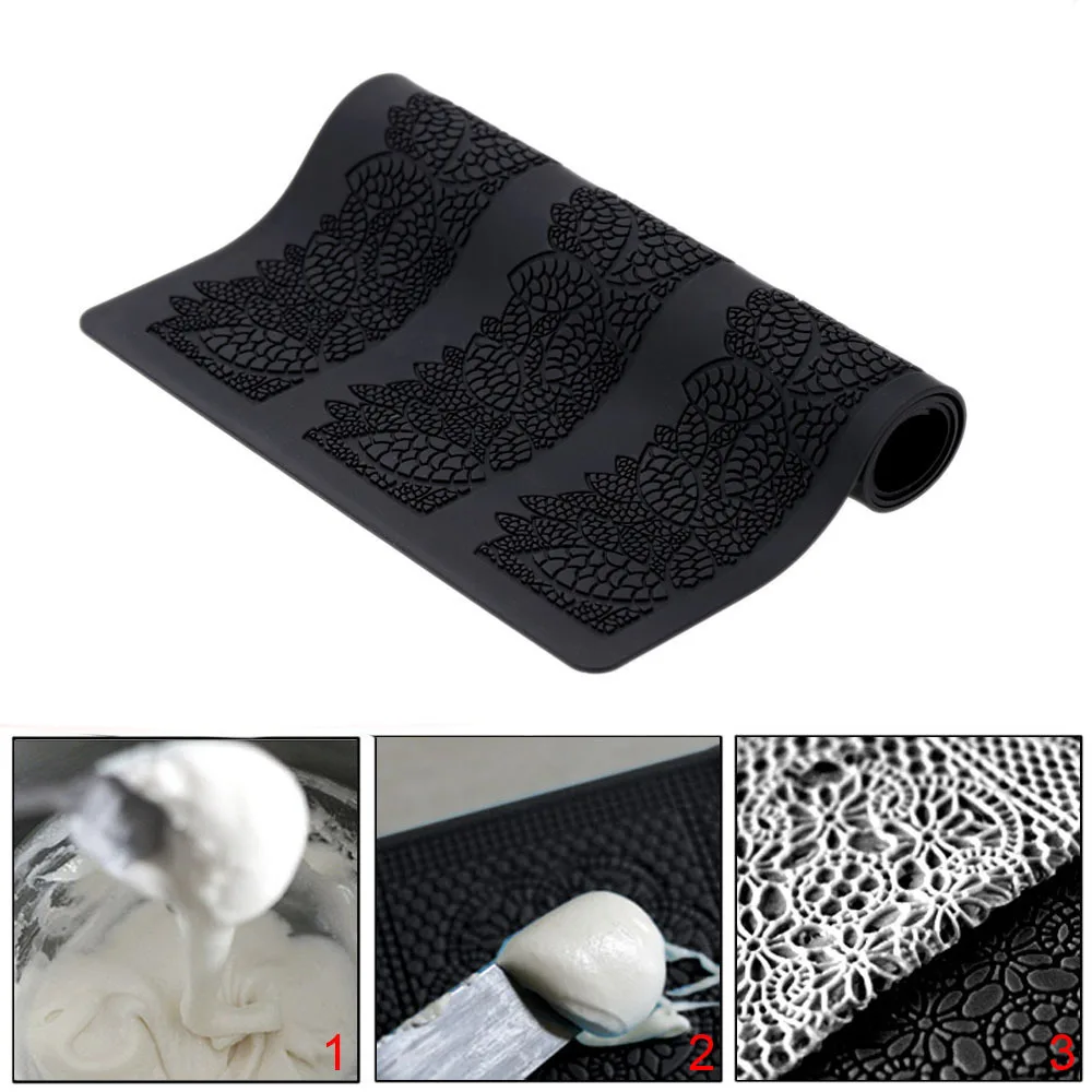 Силиконовый кружевной коврик с большим рисунком цветов Листьев для торта