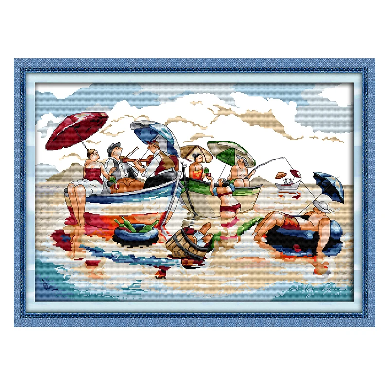 

Вышивка крестиком Sea штамп для вечеринок, Набор для вышивки крестиком 14ct DMC ниток ручная работа Набор для вышивки крестиком