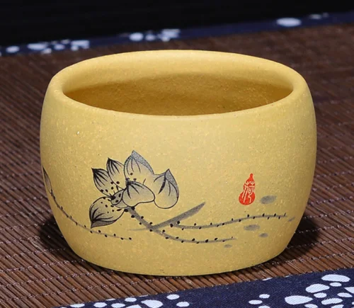 

Chinese Yixing Zisha Pottery 80cc Duan Clay Handmade Lotus (pair) Gongfu Teacup