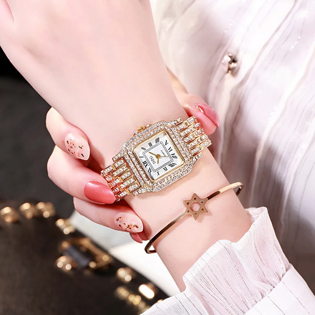 

Dzg Watch For Women Luxury Diamond Sleek Minimalist Geometric Square Gradient Matte Ladies Quartz Watches Relogio Feminino F3