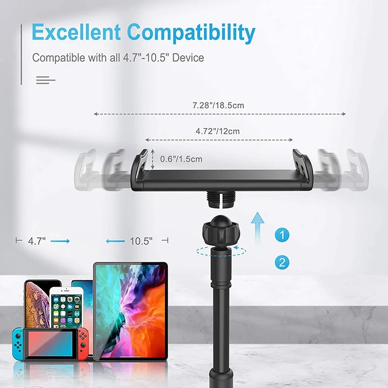 

Phone Stand, Adjustable Desktop Phone Holder 360 Gooseneck Tablet Stand Holder for iPad and Other 4.7-12 Inch Devices