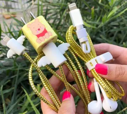 6 Кия мультфильм защита для usb-кабеля комплект со спиральным кабелем Стикеры для намотки протектор для наушников Шнур для iphone xs/xsmax/xr/8/8 plus - Цвет: 6