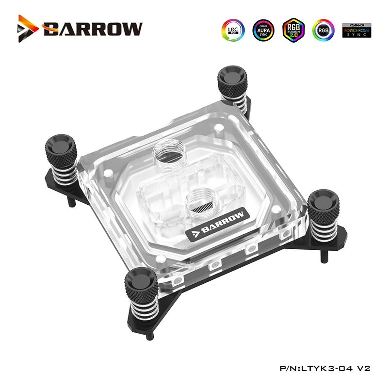 

Блок водяного охлаждения процессора Barrow для INTEL Socket LGA115X,1200,1700,X99,X299 ARGB Cooler + 5V 3pin, белый черный, LTYK3-04I