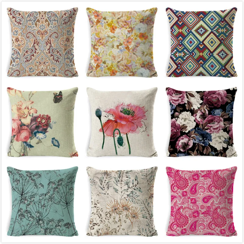 

Flower Pillow Case Home Decor Printed Cushion Cover Graffi Style Throw Pillowcase Decorative Pillows Cover 45*45cm cojines