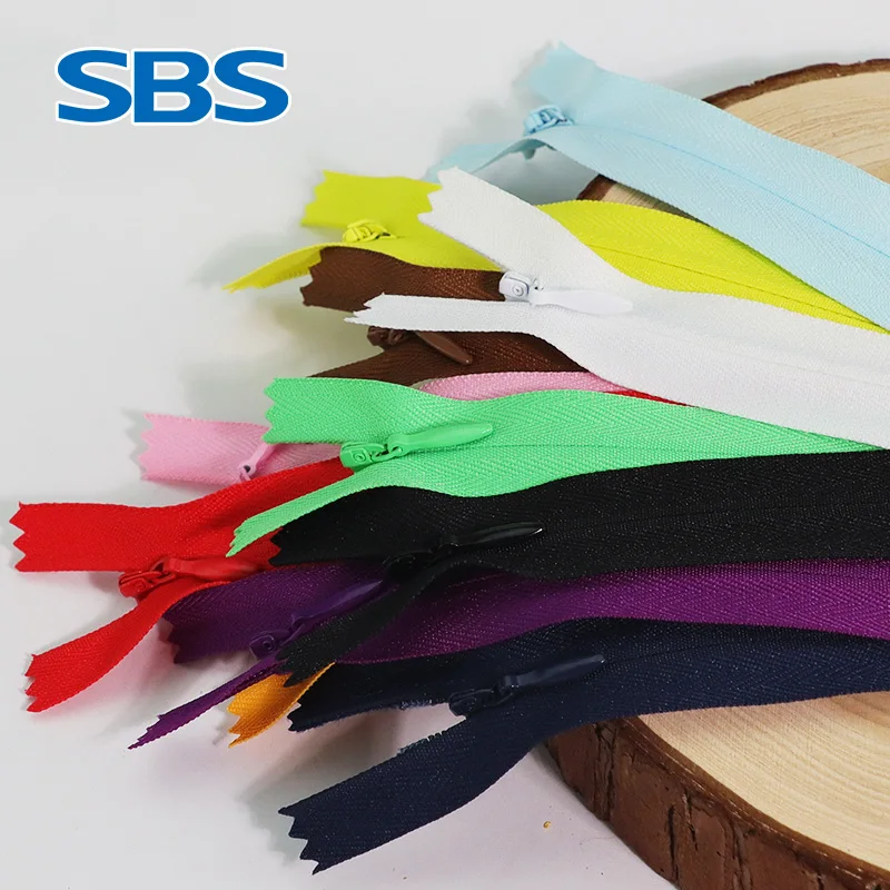 

50pcs/lot SBS Invisible Zipper for Sewing 3# 28cm 40cm 60cm Nylon Coil Quilt Pillowcase Dress Black White Red
