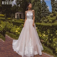 jeheth halter appliques lace tulle wedding dresses 2021 charming a line beading exquisite princess bridal gowns vestido de novia