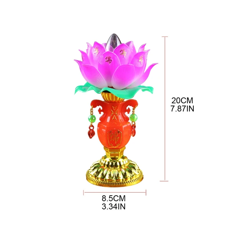 

2021 New 1 Piece Jade Vase Lotus Lantern Light Electric Candle Incense Lanterns Home Decorations for Household Temples Use