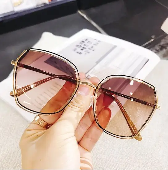 brown gradient Женские фиолетовые поляризованные солнцезащитные очки, винтажные очки 90 S, квадратные очки для вождения, роскошные брендовые дизайнерские женские мужские солнцезащитные очки - Цвет линз: brown gradient