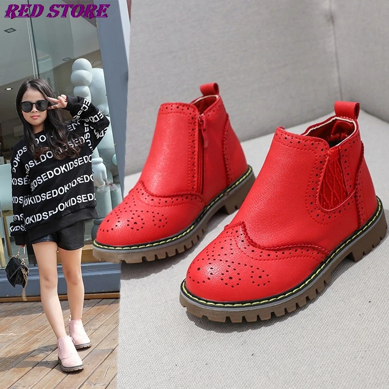 

Girls Riding Boots 2019 New Korean Autumn Winter Kids Shoes Children Hollow Zip Plush Princess Snow Boots Girl Rubber Boot Child