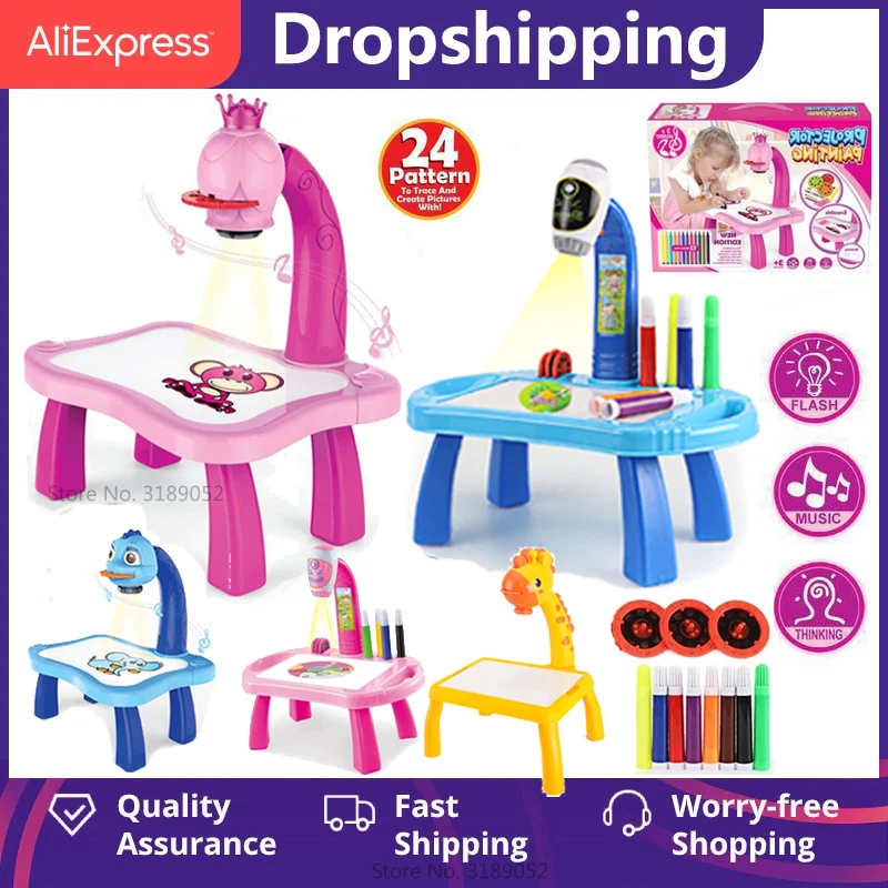 

Children Led Projector Art Drawing Table Toys Kids Painting Board Desk Arts and Crafts Projection Educational Learning Gifts Toy