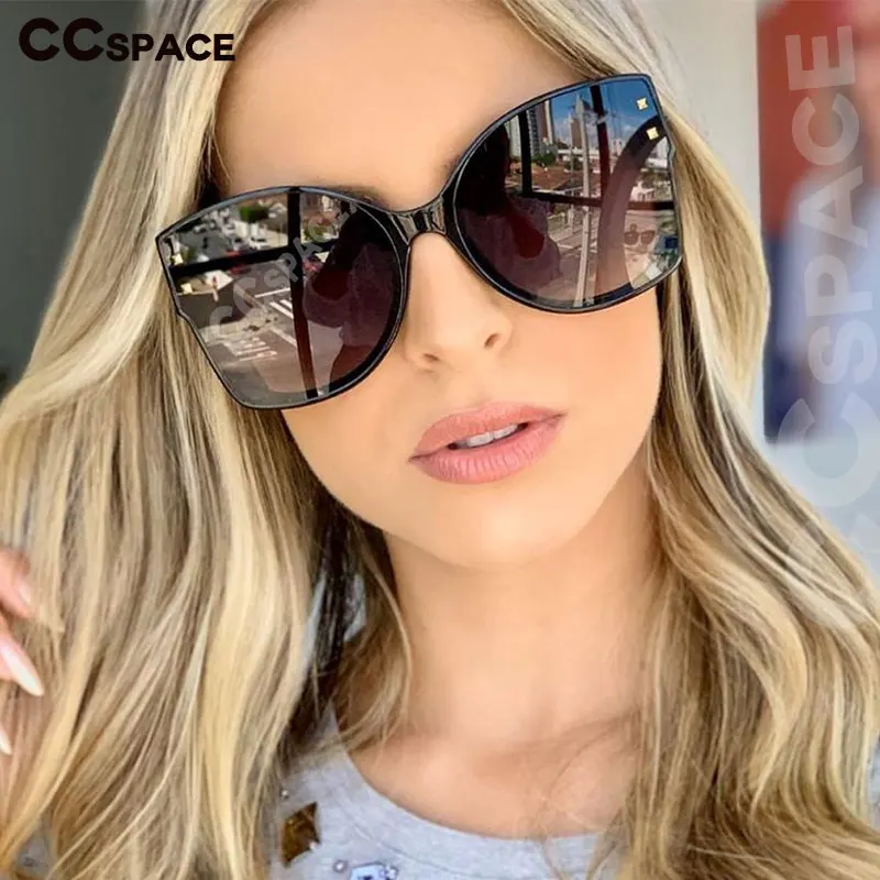 46318 Круглые Солнцезащитные очки кошачий глаз с большой оправой и заклепками для