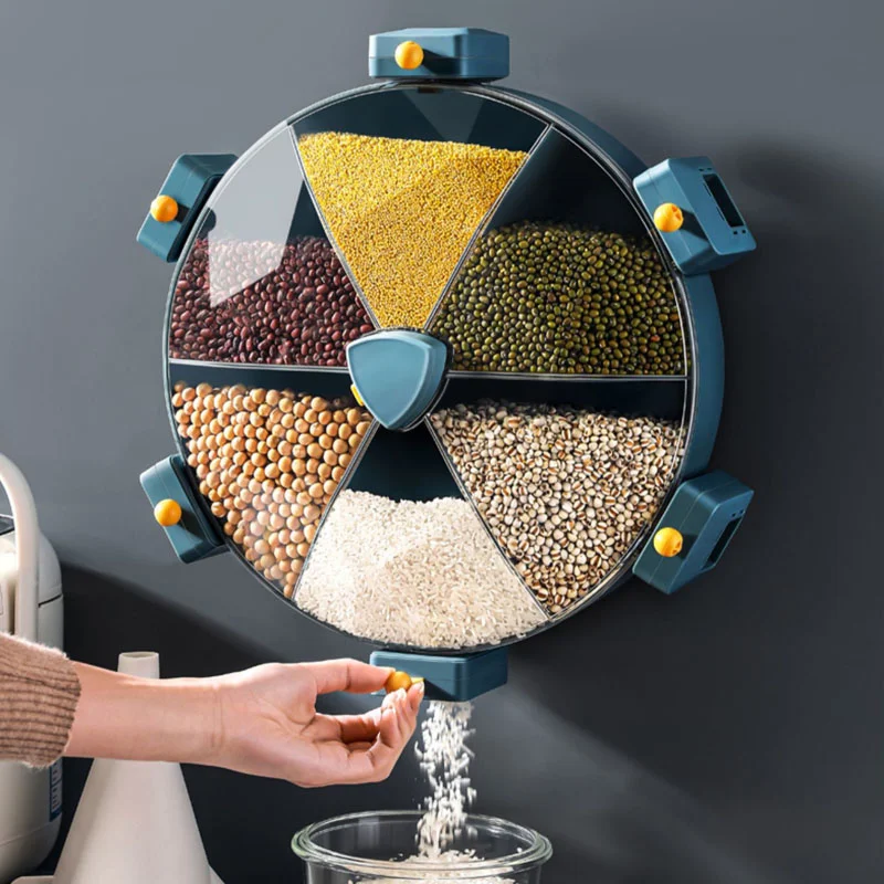 

Rotating Dry Food Dispenser Cereal Sealed Storage Containers Rice Barrel Household Food Storage Box With Funnel Measuring Cup