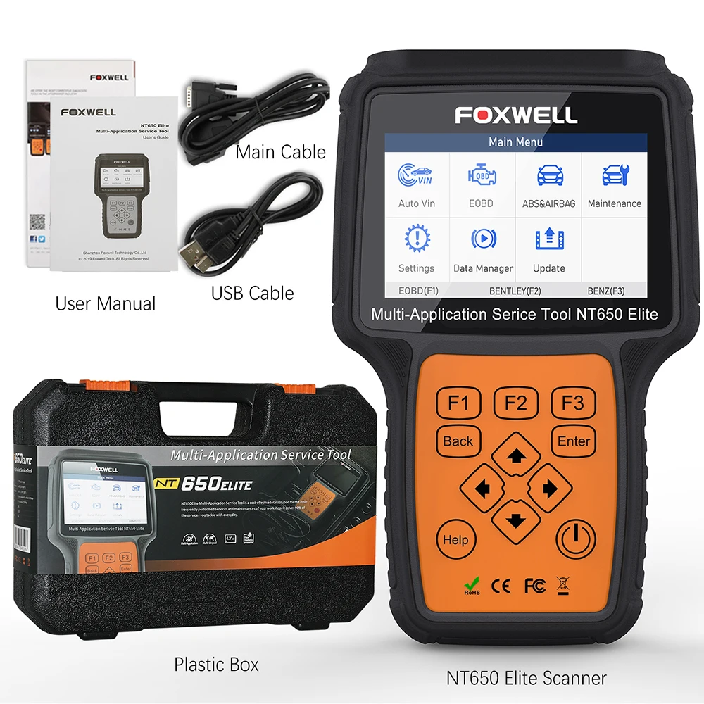 Диагностический инструмент FOXWELL NT650 Elite OBD2 считыватель кодов с ABS подушками