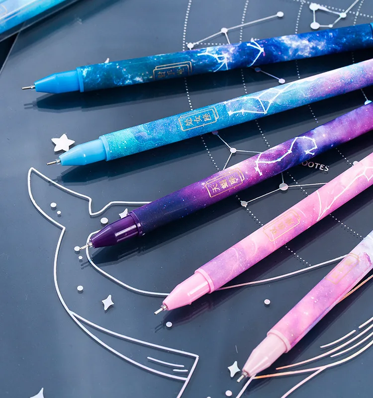 

12pcs Constellation Series Boxed Starry Sky Purple Gel Pen Cute Stationery Gifts For Children School Office Supplies