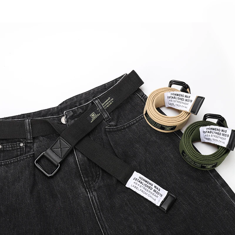 Унисекс Холщовый ремень двойное кольцо пряжка военный пояс Повседневная мода