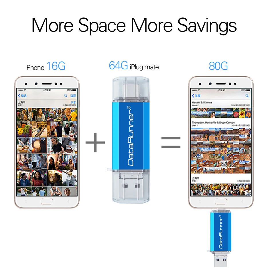 Новый Usb 3 0 DataRunne OTG USB флеш-накопитель Тип C для iPhone/Android/PC 16 ГБ 32 64 Гб 128 256 Флешка