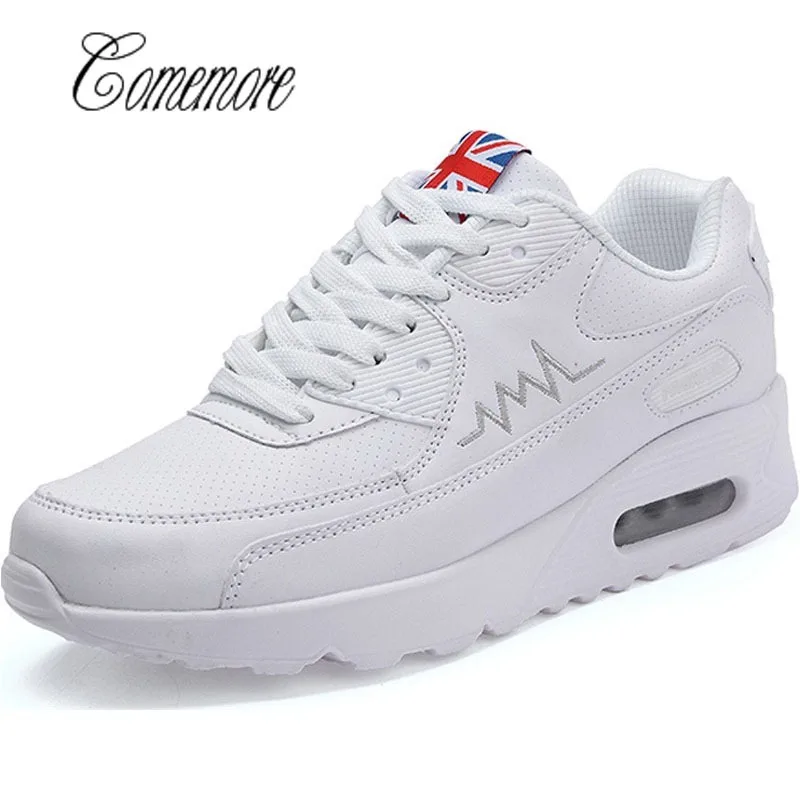 

Женские кроссовки Comemore с воздушной подушкой, женская кожаная обувь для бега, женская белая спортивная обувь, женская спортивная обувь для с...