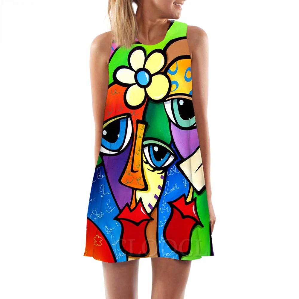 

CLOOCL Polynesia Tiare Flower Women Tank Tops 3D Printed Loose Dress Sexy Short Female Vest Fashion Sleeveless Dress