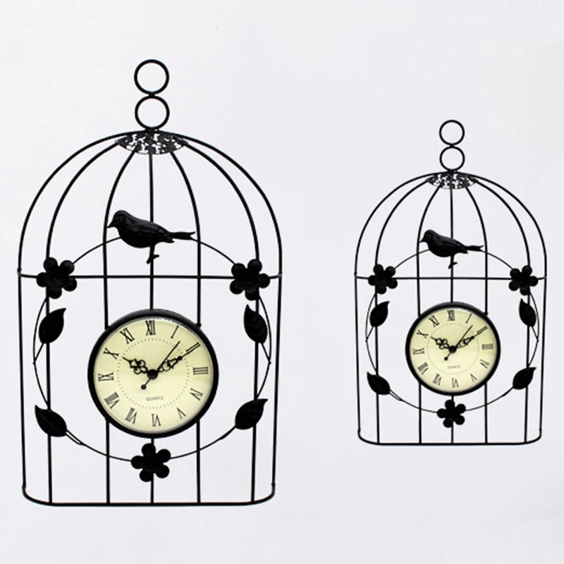 Настенные часы в виде птичьей клетки винтажный декор античном стиле подвесные |