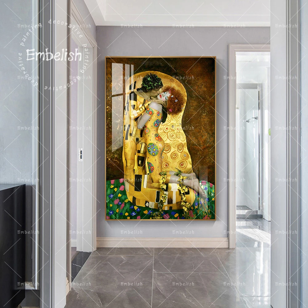 

Embelish New Large Gustav Klimt Sytle The Kiss Cool Modern Home Decor Pictures For Living Room Wall HD Canvas Modular Painting