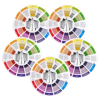 5pcs 12 colors professional tattoo nail pigment paper card wheel three tier design mix guide round the central circle rotates