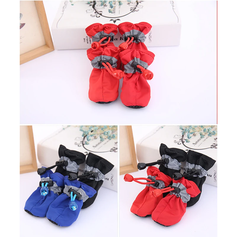 

Soft Dog Shoes 4Pcs Adjustable Drawstring Non-slip Rain Boots for Pet Dogs Puppy Cat ALI88