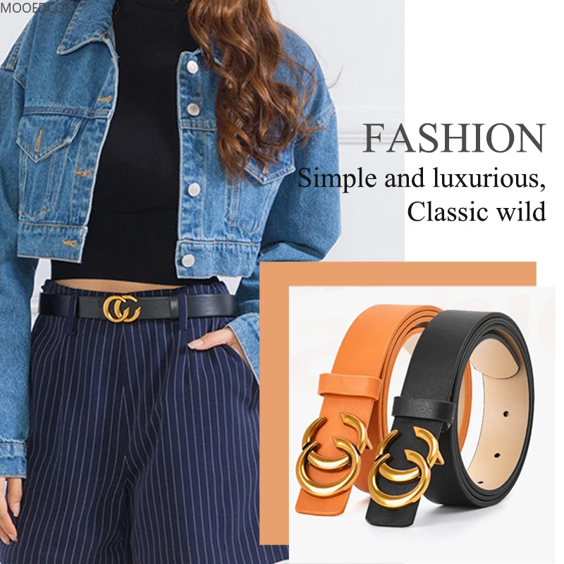 

Ladies fashion CC double buckle casual belt, ladies round buckle, very suitable for Gothic jeans, punk, classic retro style belt