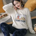 Пижамы женские зимние толстые женские пижамы коралловый флисовый пуловер большого размера фланелевый домашний сервис плюшевый теплый костюм