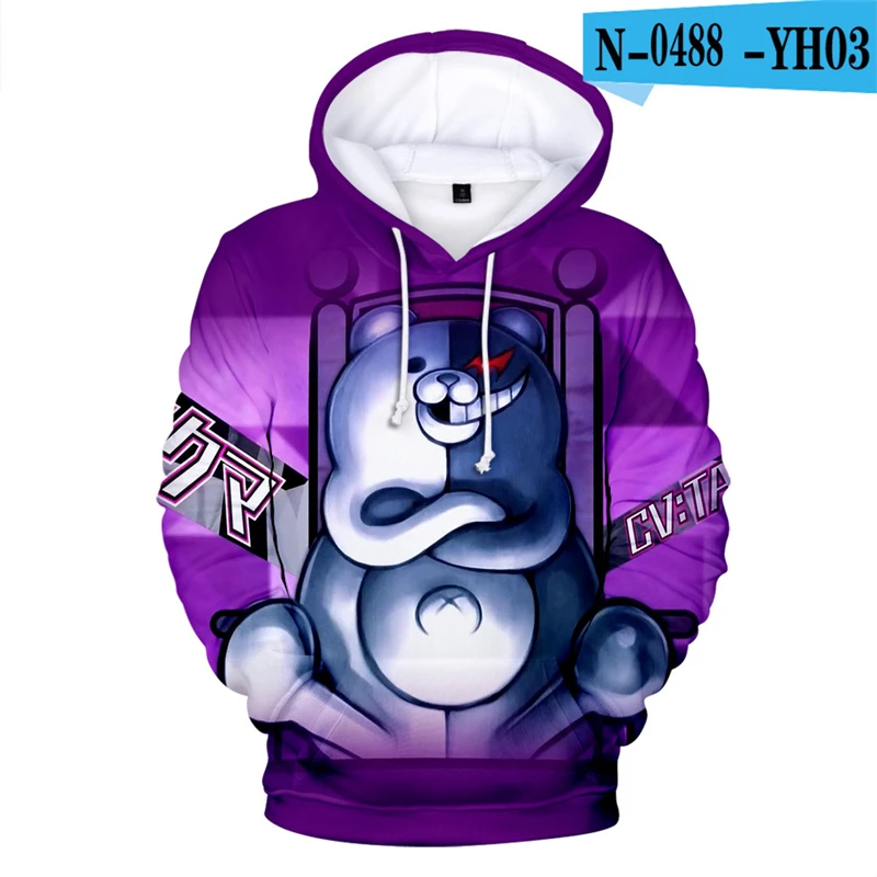 

Cartoon Danganronpa 3D hoodies Long Sleeve Cute Game Sweatshirts Black White Bear Monokuma Oversized Hoodie Moletom Teen Clothes