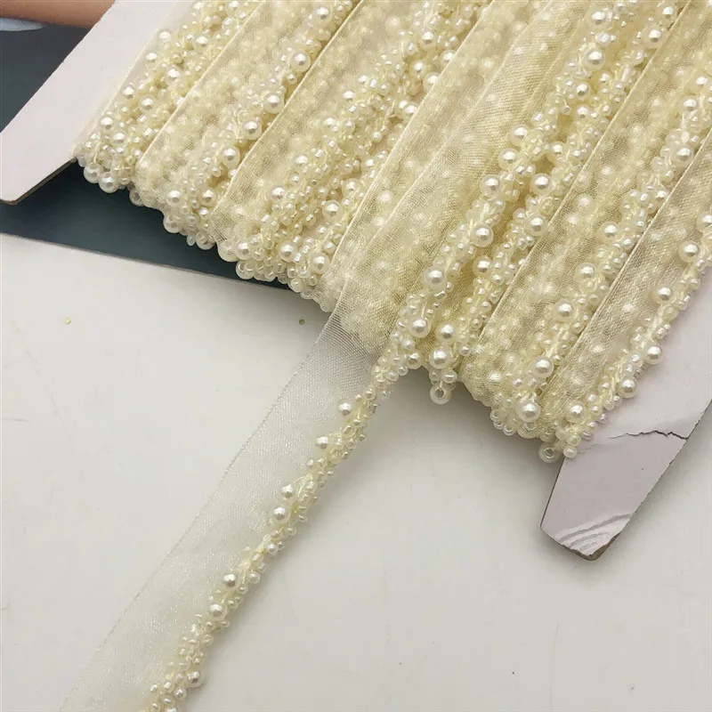 10 ярдов тесьмы бусины цепочка отделка сетка кружевная лента ткань аппликация для