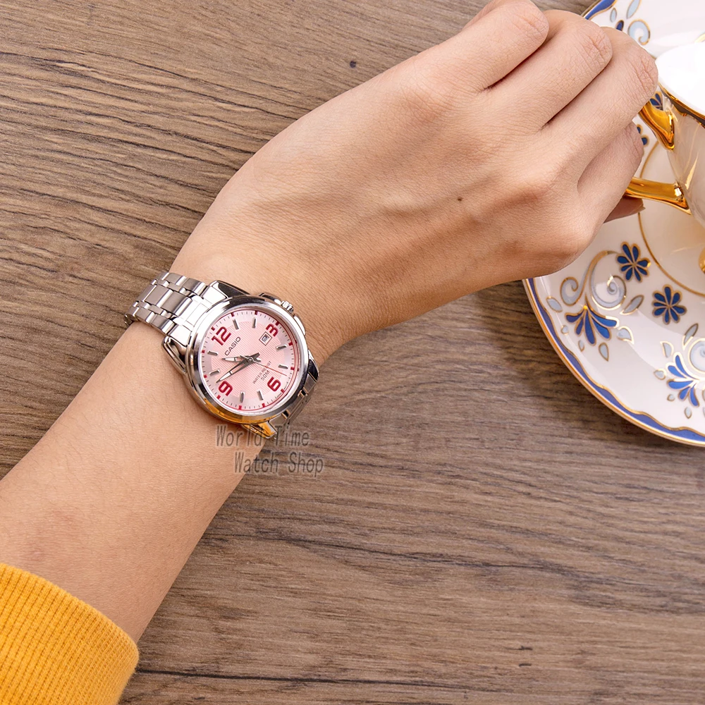 Casio часы женские часы лучший бренд класса люкс 50 м Водонепроницаемый Кварцевые часы женские Подарки Светящиеся Часы Спортивные часы Розовая поверхность Классические дугообразные женские часы reloj mujer relogio