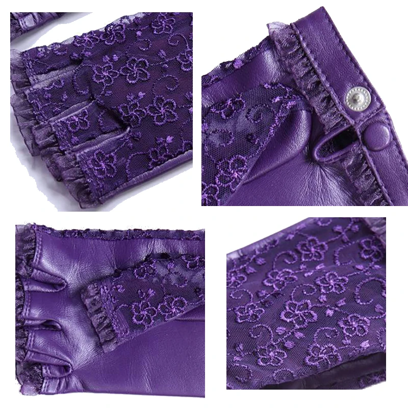 Модные летние женские перчатки из натуральной кожи черные солнцезащитные