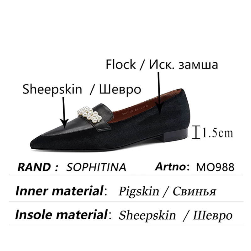 

SOPHITINA Flats Women Mature Loafers Pearl Chain Sheepskin Flock Patchwork Shoes Classics Red Wine Leisure Ladies Shoes MO988