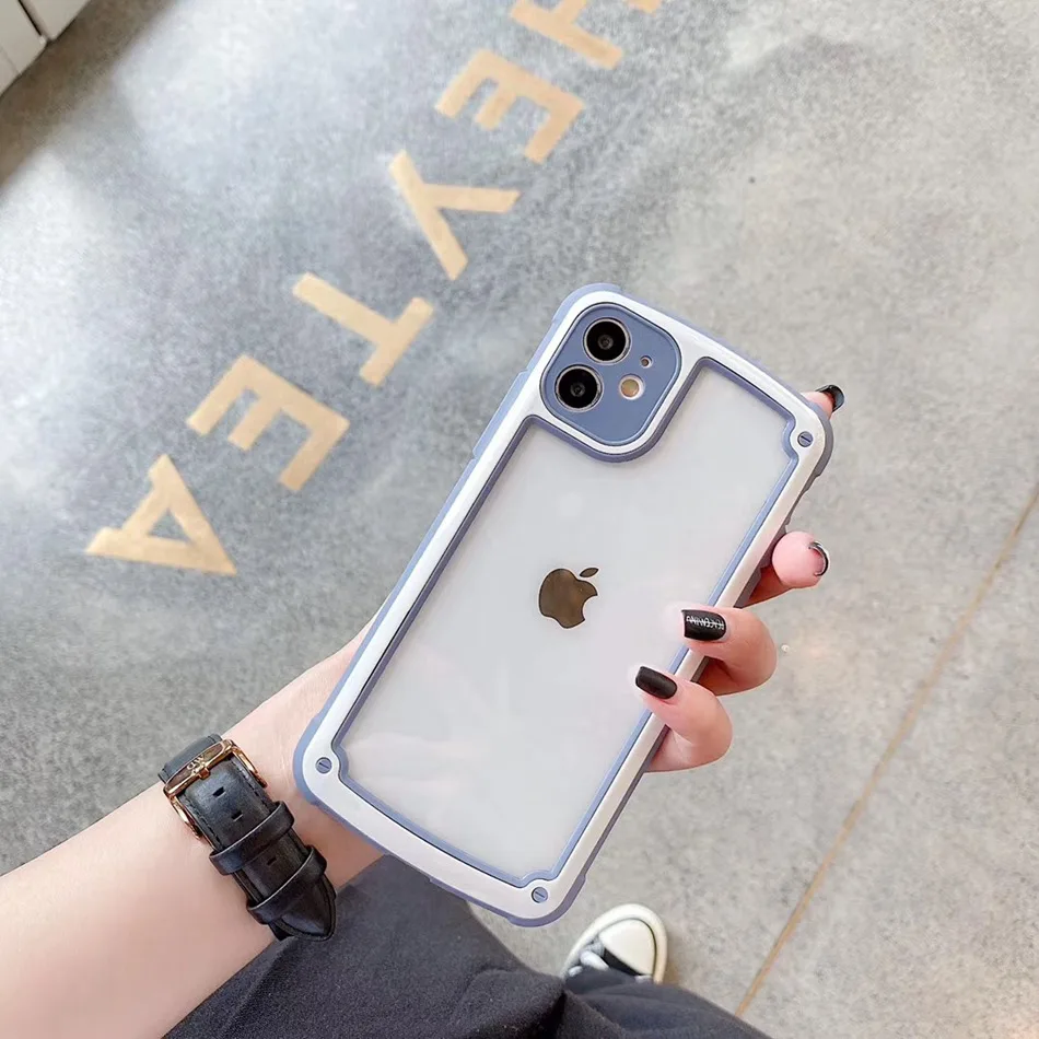 Фото Зеркальный чехол для камеры IPhone 11 Pro Max, силиконовый пластиковый прозрачный чехол конфетного цвета для IPhone SE 2020 XR XS Max 7 8 Plus, коробка №4