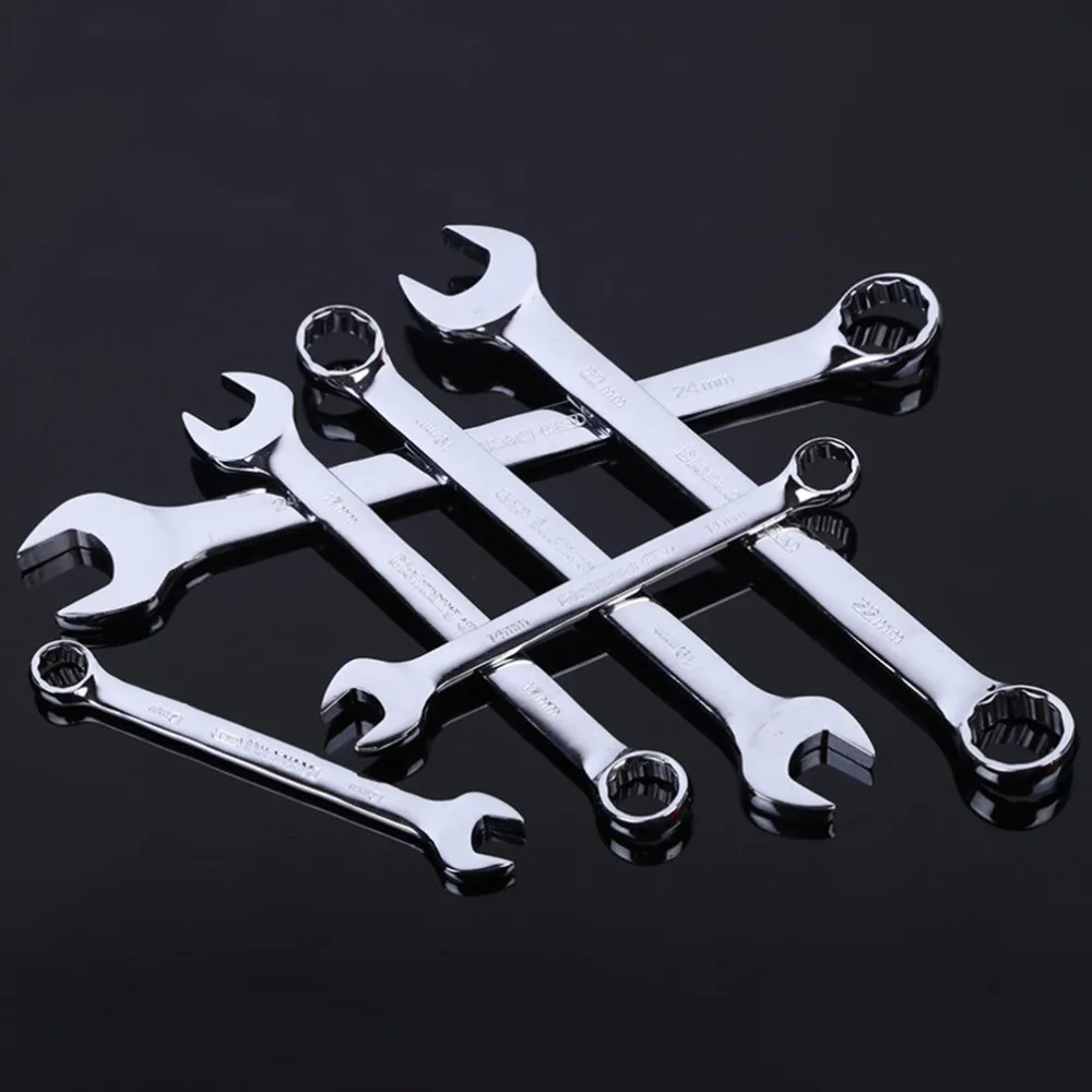 Зеркальный полированный Трещоточный комбинированный гаечный ключ зубчатое