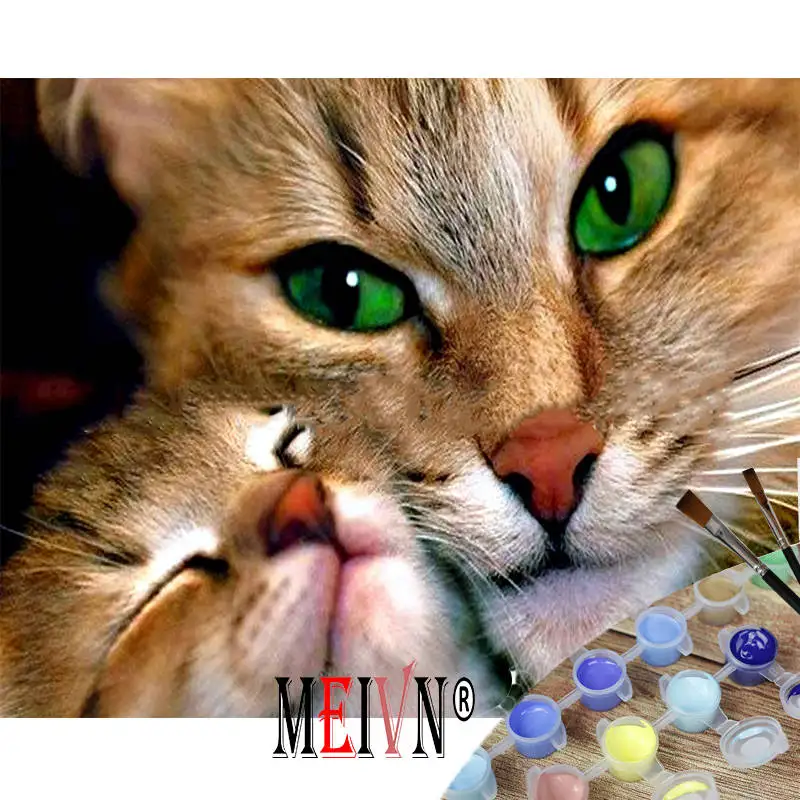 Meivn краски по номерам Diy кошка мама масло цифровая скорость художественная краска