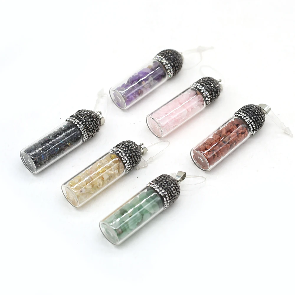 

Natural Semi-precious Stone Round Bead Bottle Shape Pendant Bead Boutique DIY Fashion Charm Necklace Bracelet